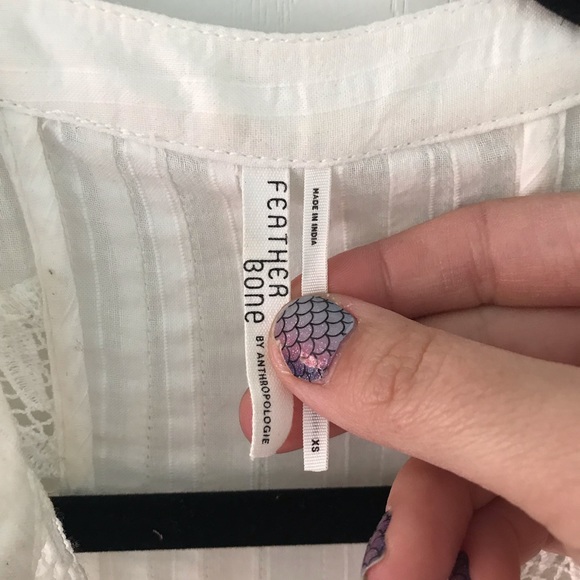 Anthropologie feather bone white lace shirt size xsmall - Picture 3 of 8